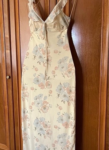 Diğer Çiçekli sarı vintage tarz elbise