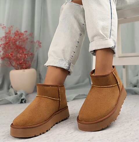 40 Beden kahverengi Renk Kalın taban markasız ugg