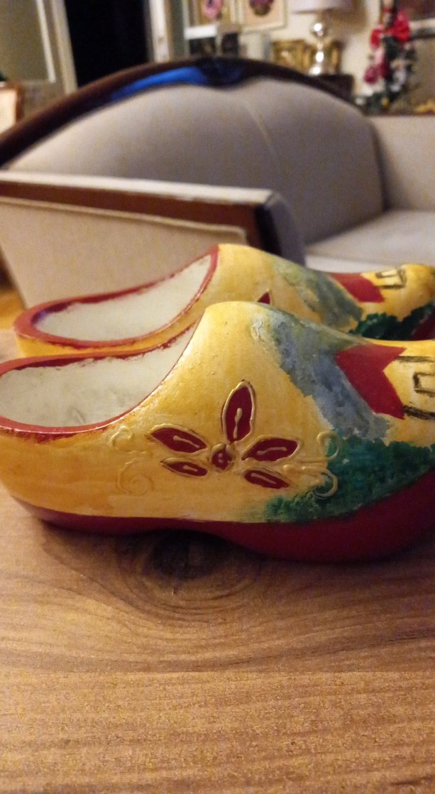 El Boyaması Sarı Ahşap Dekoratif Kütük Ayakkabılar - Görsel 4