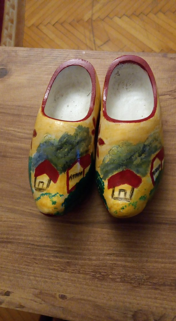 El Boyaması Sarı Ahşap Dekoratif Kütük Ayakkabılar - Görsel 2