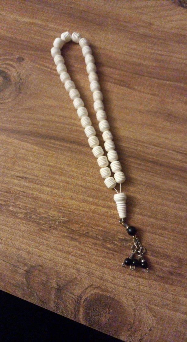 Bohem Minimalist Erkek Tesbih Beyaz Boncuklu - Görsel 2