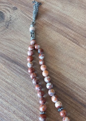 Bohem Tarz Erkek Tesbihi Bej Gri Boncuklu - Görsel 2