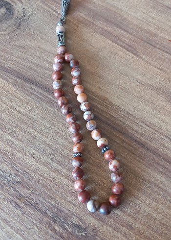 Bohem Tarz Erkek Tesbihi Bej Gri Boncuklu