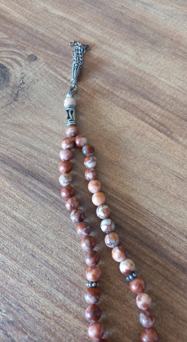 Bohem Tarz Erkek Tesbihi Bej Gri Boncuklu - Görsel 2