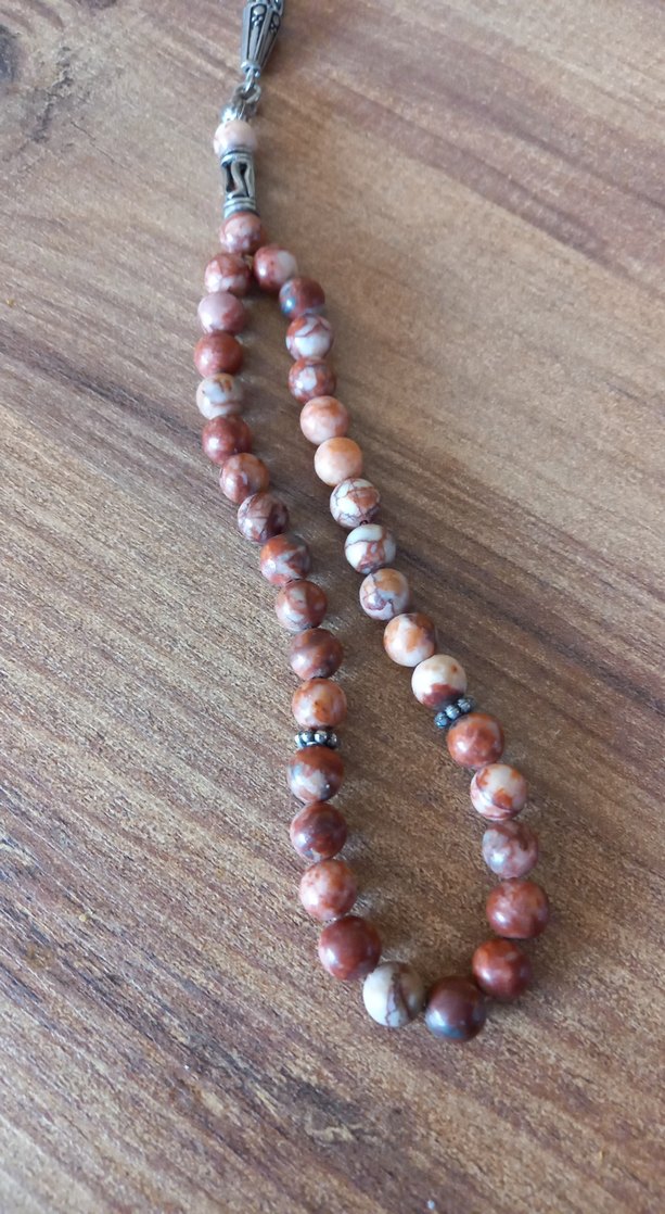 Bohem Tarz Erkek Tesbihi Bej Gri Boncuklu - Görsel 3