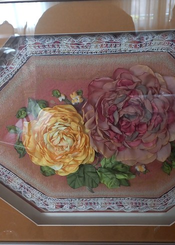 Bej Çerçevede Çiçek Desenli Tablo - Görsel 3