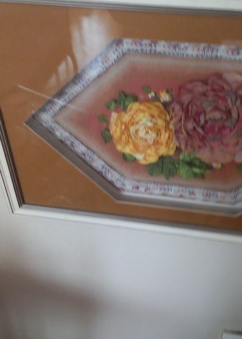 Bej Çerçevede Çiçek Desenli Tablo - Görsel 2