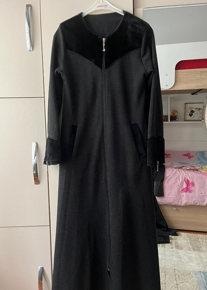 Kürk detaylı mevsimlik ferace  - Görsel 2