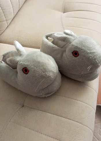 Kız Çocuk Gri Örgü Sıcak Ev Terliği - Görsel 2