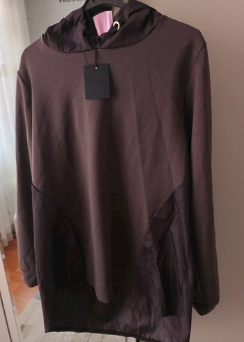 Kahverengi Kapüşonlu Salaş Hamile Ceketi - Görsel 2