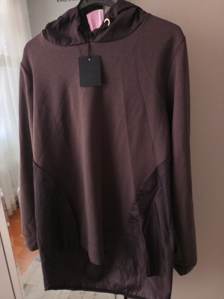 Kahverengi Kapüşonlu Salaş Hamile Ceketi - Görsel 2