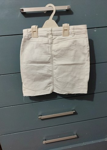 LC Waikiki Beyaz Kemerli Mini Kot Etek