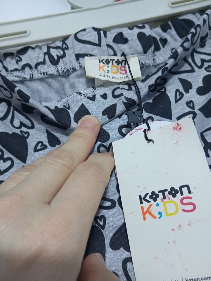 Koton Kids Gri Baskılı Kız Tayt - Görsel 4