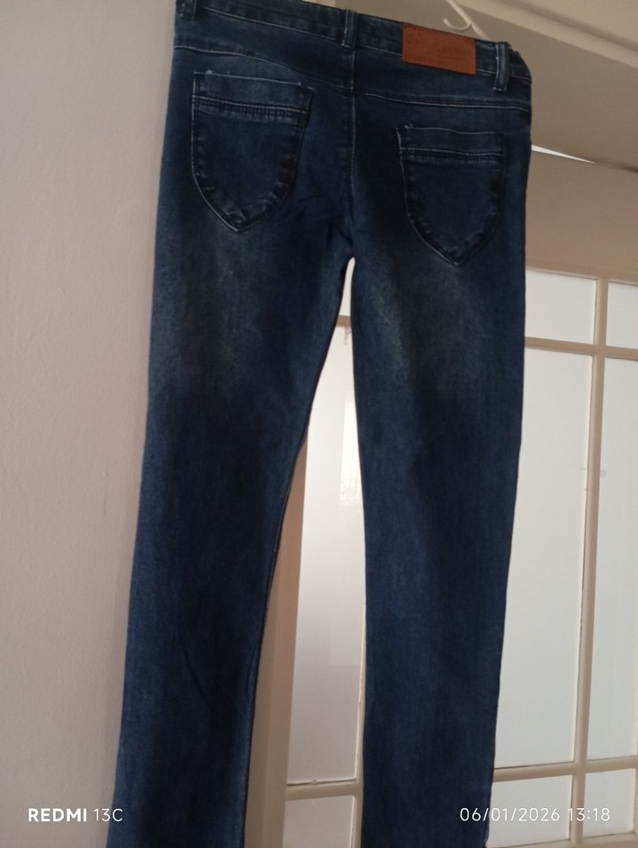 Kızlar için Mavi Payetli Nakışlı Denim Pantolon - Görsel 4