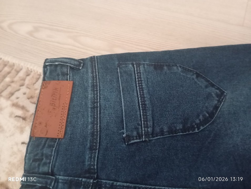 Kızlar için Mavi Payetli Nakışlı Denim Pantolon - Görsel 3