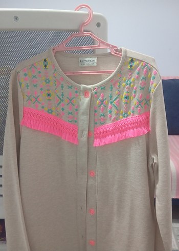 Kızlar için Nakışlı Pembe Bohem Hırka - Görsel 3