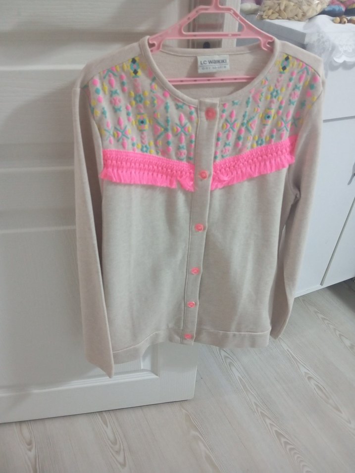 Kızlar için Nakışlı Pembe Bohem Hırka - Görsel 2