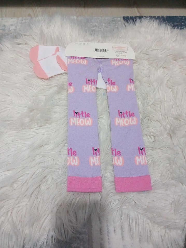 Mor Baskılı bebek külotlu ayrı çoraplı - Görsel 3