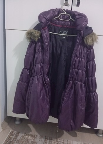 Kürklü Mor kız çocuk Kışlık Mont XSIDE - Görsel 2