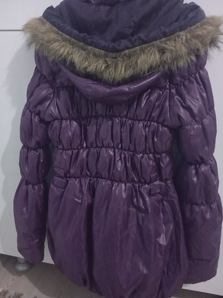 Kürklü Mor kız çocuk Kışlık Mont XSIDE - Görsel 4
