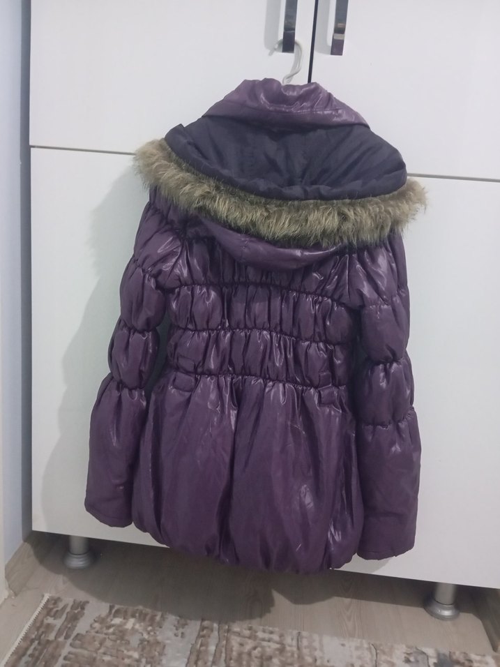 Kürklü Mor kız çocuk Kışlık Mont XSIDE - Görsel 3