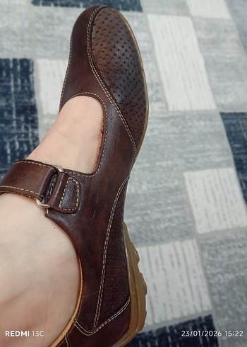 Kahverengi Deri Kadın Klasik Tokalı Ayakkabı - Görsel 6