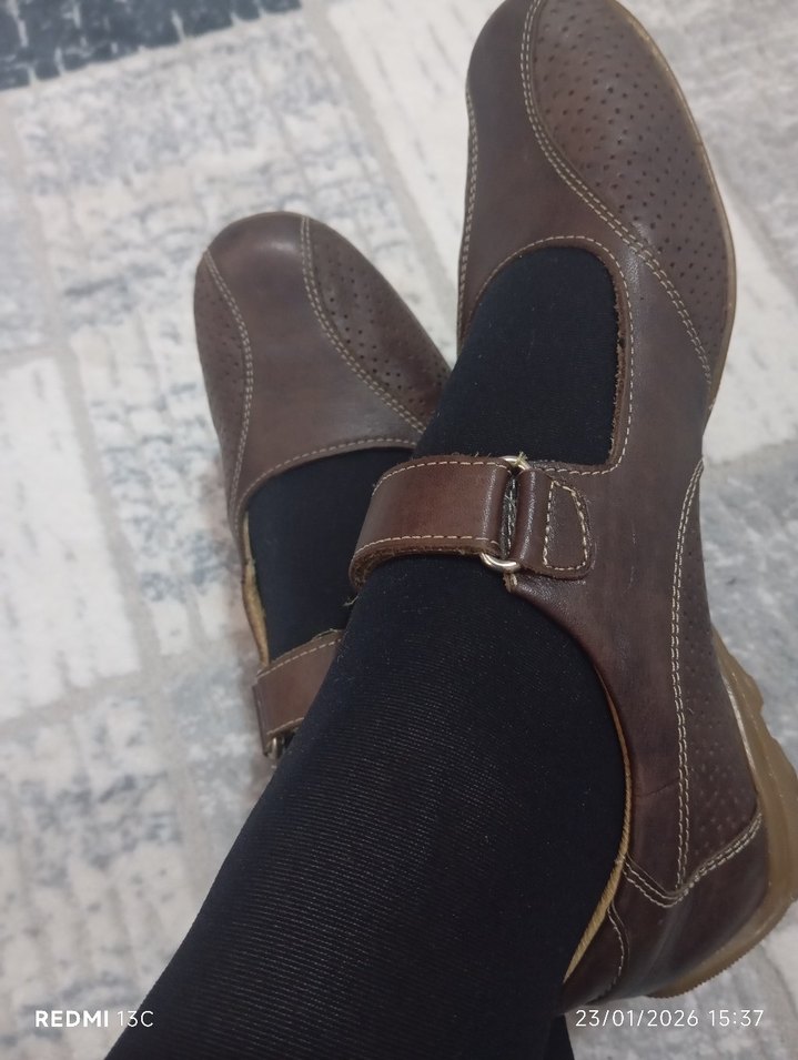 Kahverengi Deri Kadın Klasik Tokalı Ayakkabı - Görsel 5