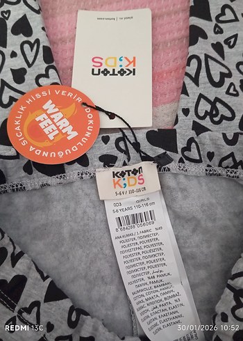 koton kidsKız Çocuk Gri Baskılı Tayt - Görsel 4