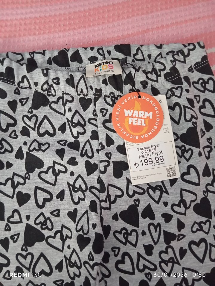 koton kidsKız Çocuk Gri Baskılı Tayt - Görsel 3