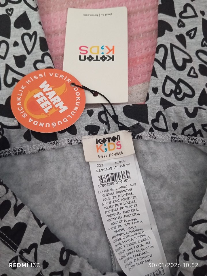 koton kidsKız Çocuk Gri Baskılı Tayt - Görsel 4