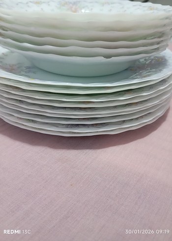 Pastel Pembe Desenli Yemek servisTabağı Seti - Görsel 5