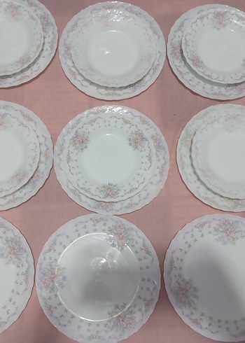 Pastel Pembe Desenli Yemek servisTabağı Seti - Görsel 3