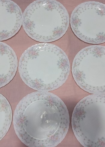 Pastel Pembe Desenli Yemek servisTabağı Seti - Görsel 2