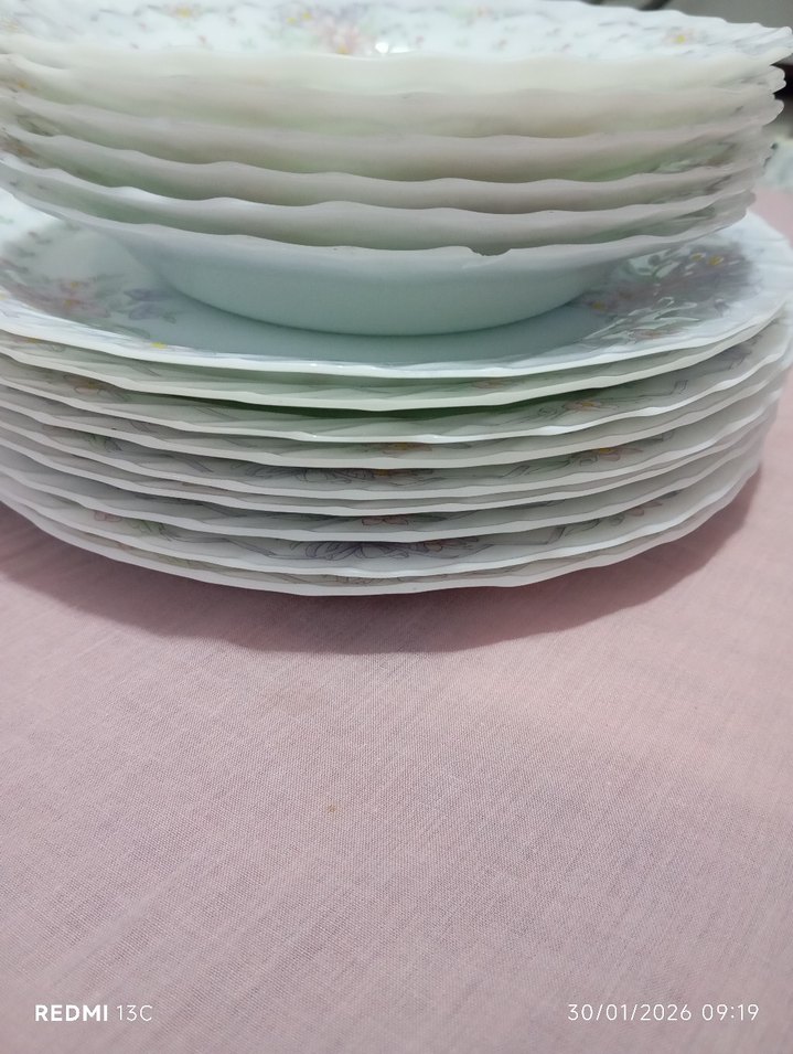 Pastel Pembe Desenli Yemek servisTabağı Seti - Görsel 5