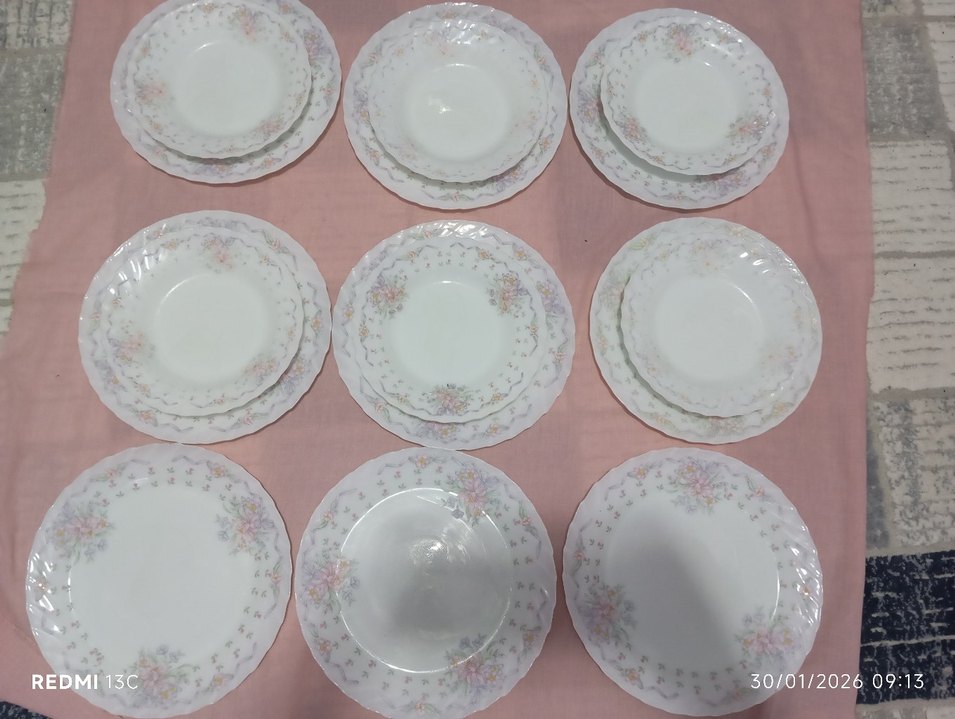 Pastel Pembe Desenli Yemek servisTabağı Seti - Görsel 3