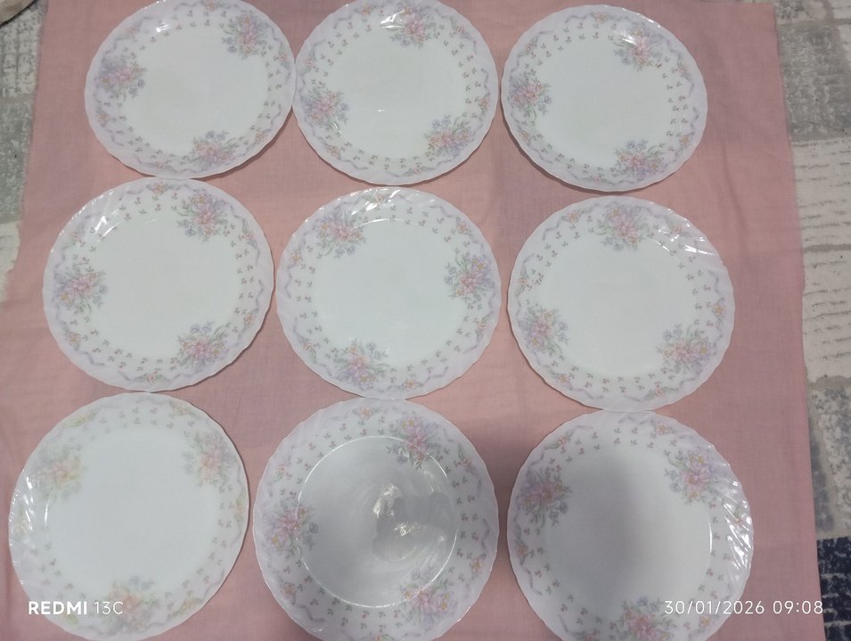 Pastel Pembe Desenli Yemek servisTabağı Seti - Görsel 2