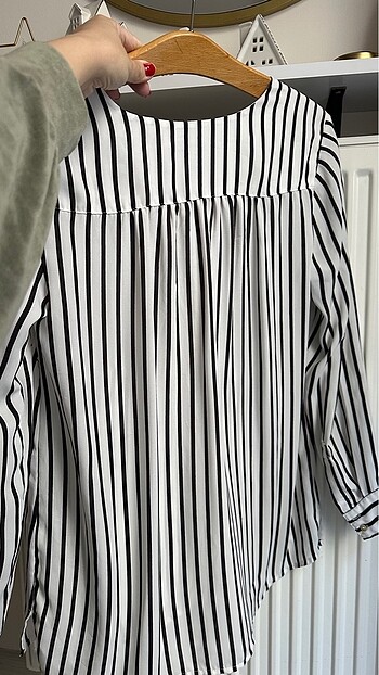s Beden beyaz Renk H&M gömlek #çizgiligömlek
