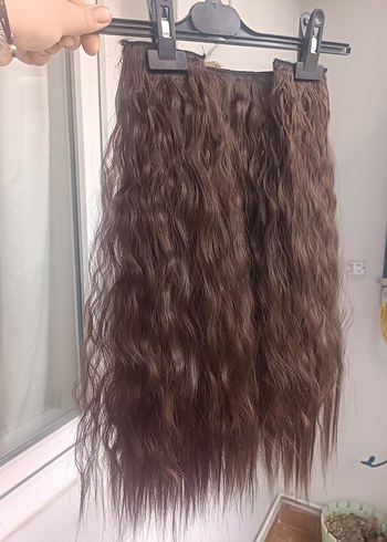 PERUK KAHVERENGİ YARIM AY SET - Görsel 3