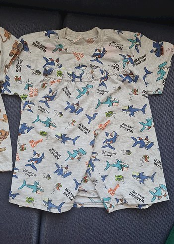 8 Yaş Beden çeşitli Renk Erkek Çocuk Kısa Kollu Baskılı Pijama Takımı