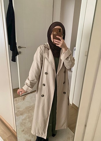36 Beden Bej Kadın Midi Trenchcoat