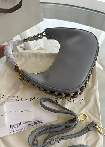 Stella McCartney Gri Deri Zincir Detaylı Kadın Çanta