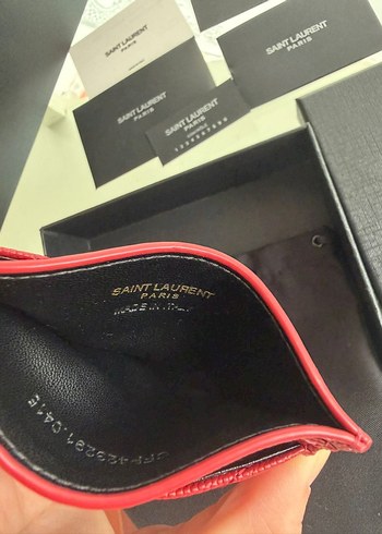 Bordo Deri Saint Laurent Fermuarlı Cüzdan - Görsel 4