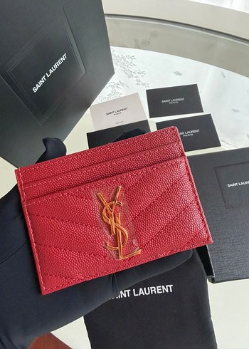 Bordo Deri Saint Laurent Fermuarlı Cüzdan - Görsel 3