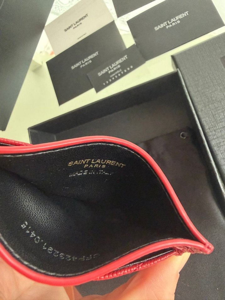 Bordo Deri Saint Laurent Fermuarlı Cüzdan - Görsel 4