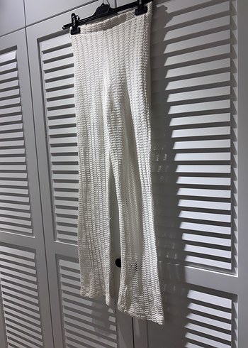 Beyaz Örgü Kadın Uzun Pantolon - Görsel 2