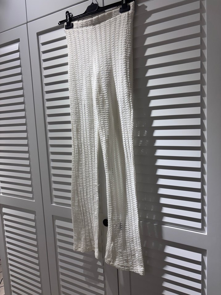 Beyaz Örgü Kadın Uzun Pantolon - Görsel 2