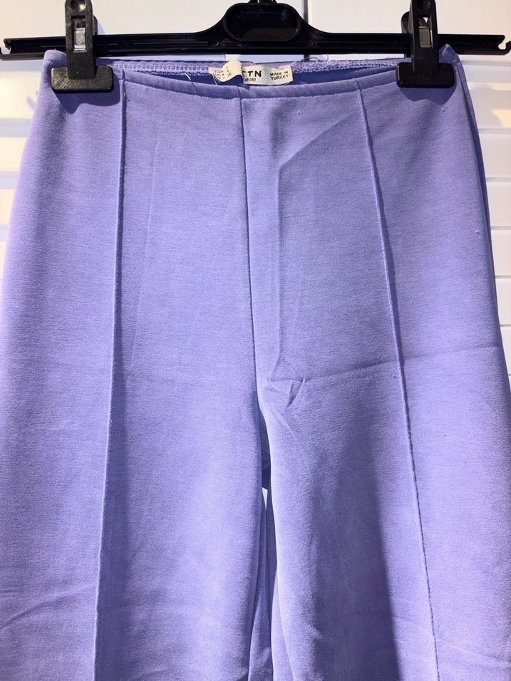 Mor Regular Fit Pilili Kadın Modal Kumaş Pantolon - Görsel 4