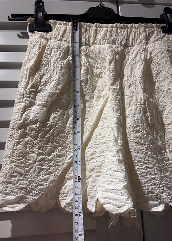 Beyaz Dantel Detaylı Keten Etek - Görsel 4