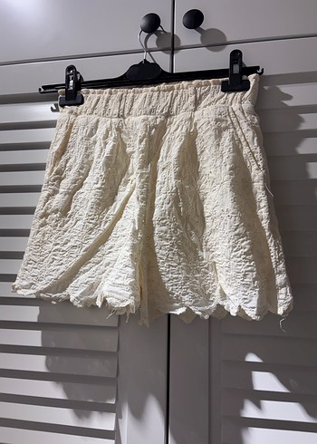 Beyaz Dantel Detaylı Keten Etek - Görsel 3