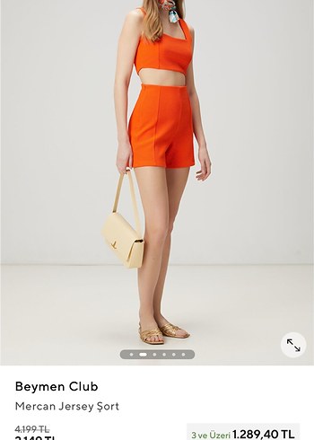 Beymen Club Mercan Jersey Mini Şort - Görsel 3